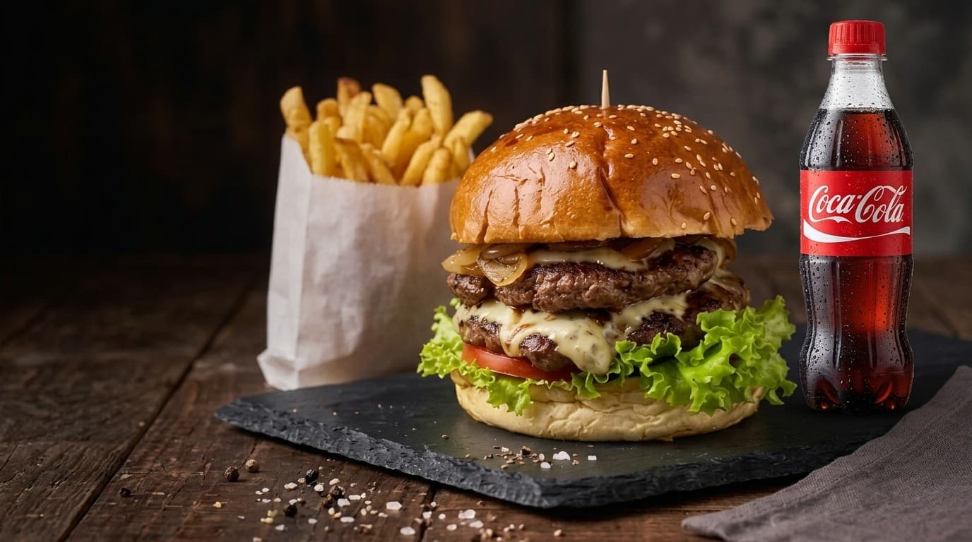 Combo: Hamburguesa Clásica Doble con papas a la francesa y Coca-Cola